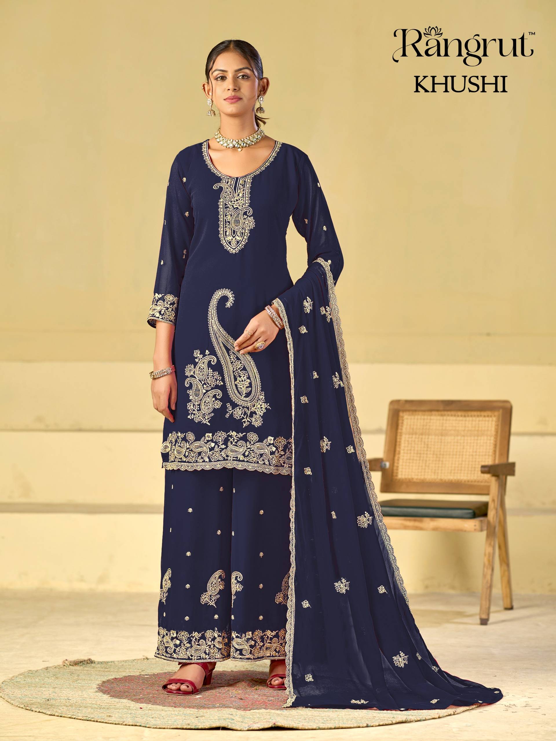 KHUSHI By Rangrut 1001 To 1006 Series Stylish Beautiful Colourful GEORGETTE Dresses At Wholesale Price